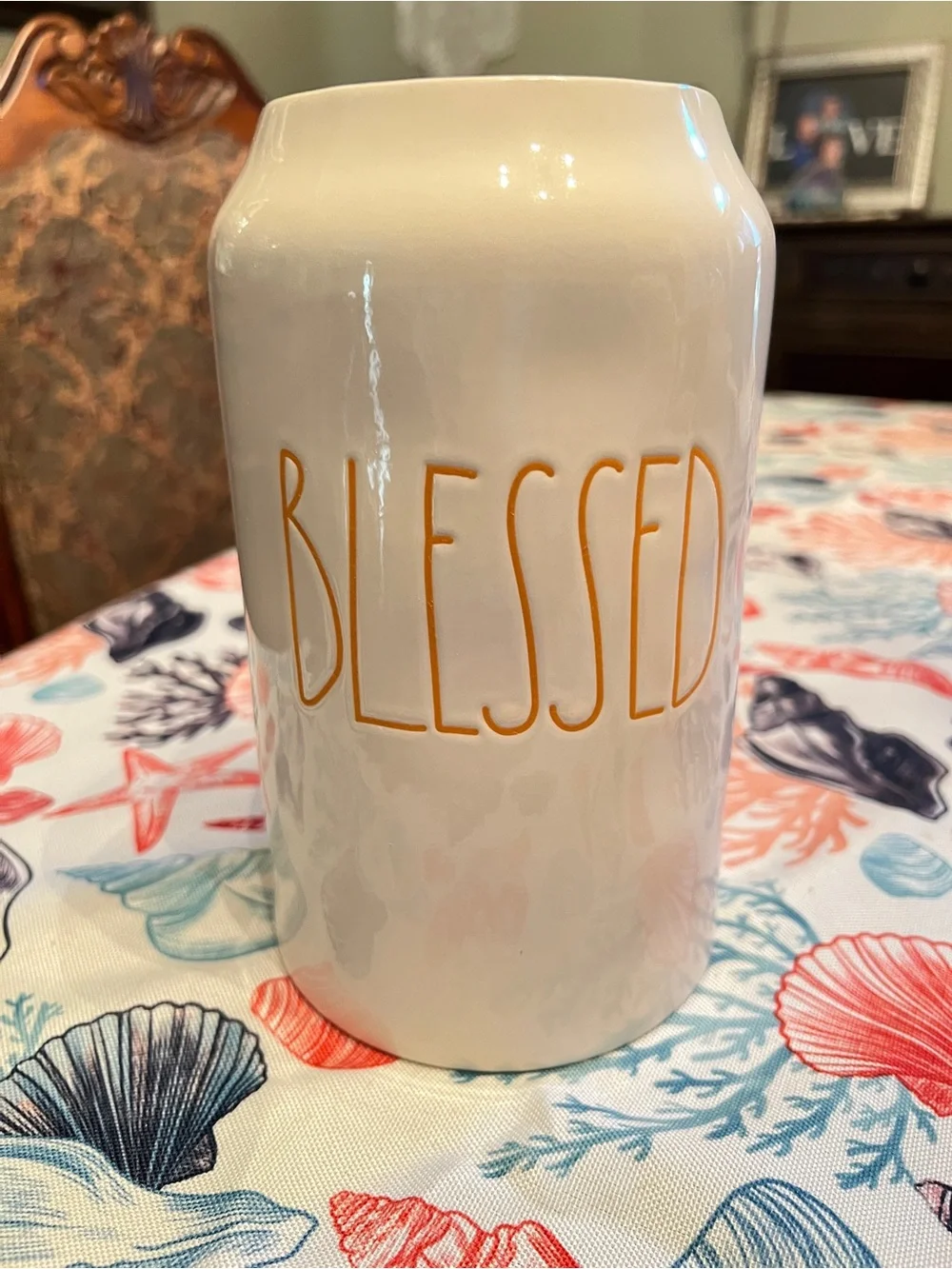 Blessed Ceramic Canister  with Gold Lettering